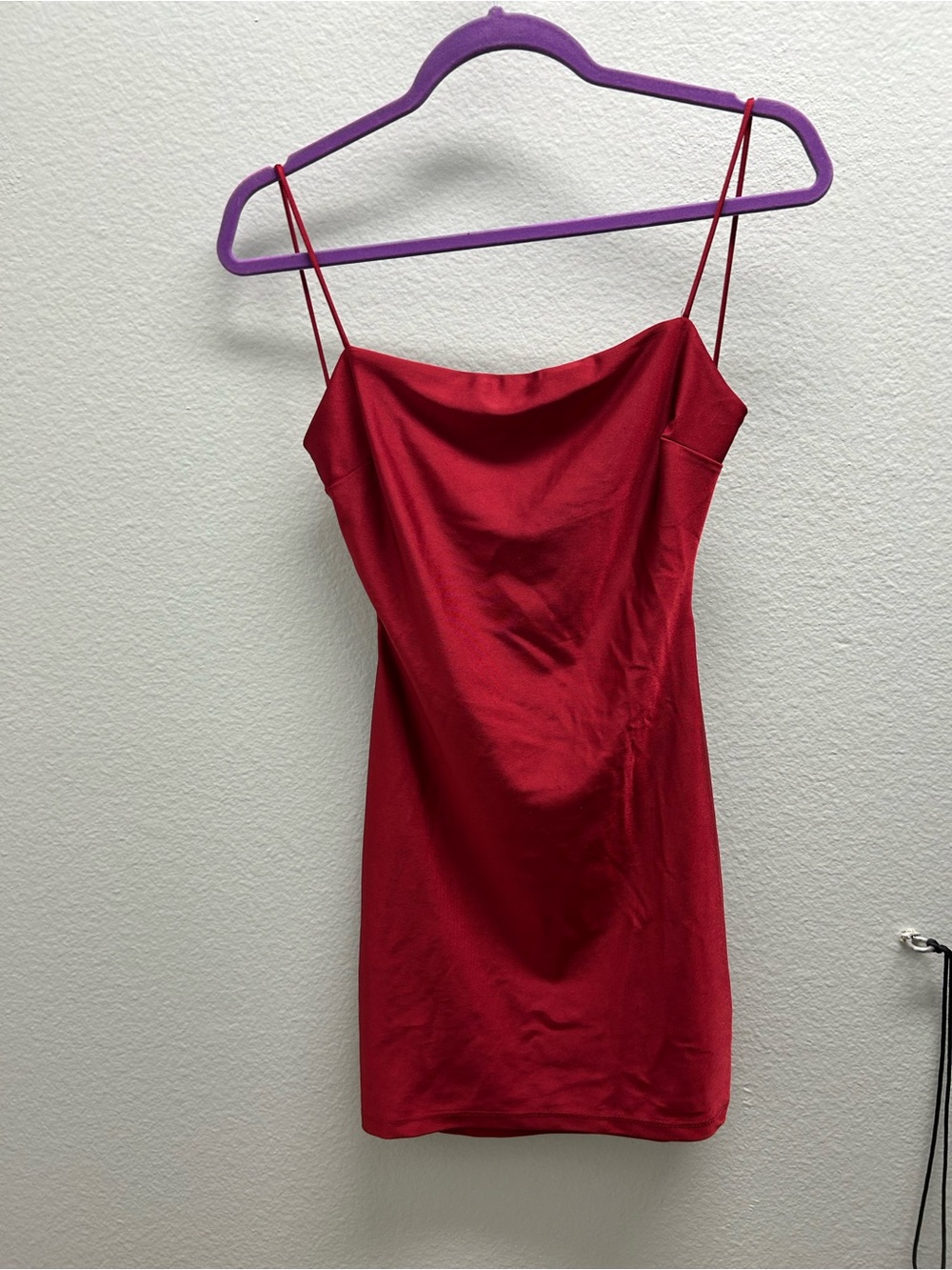 Amazon Red Mini Slip Dress with Spaghetti Straps